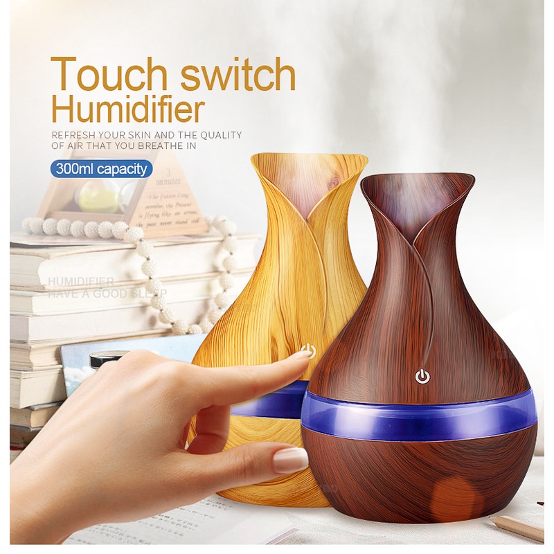Máy Xông Tinh Dầu Phòng Ngủ Tulip 300ml Phun Sương Tạo Ẩm Khuếch Tán Tinh Dầu Thơm Phòng Đuổi Muỗi & Xua Đuổi Côn Trùng