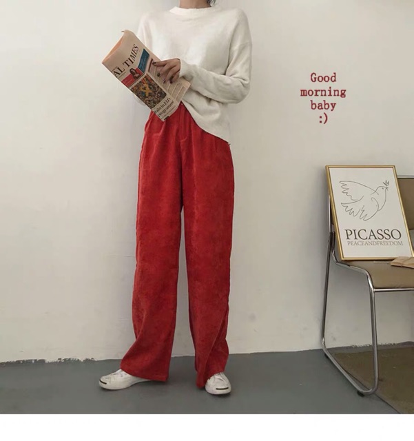 [ORDER] Quần nhung ulzzang ống rộng đủ màu culottes - có ảnh thật phía sau | BigBuy360 - bigbuy360.vn