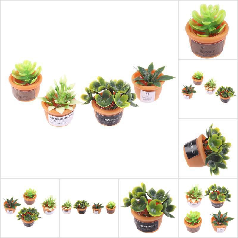 [HoMSI] 4Pcs Dollhouse Miniature Green Mini Potted For Green Plant In Pot SUU