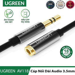 Dây cáp nối dài audio cổng 3.5mm cao cấp 1 đầu đực 1 đầu cái không hỗ trợ mic /ugreen av118