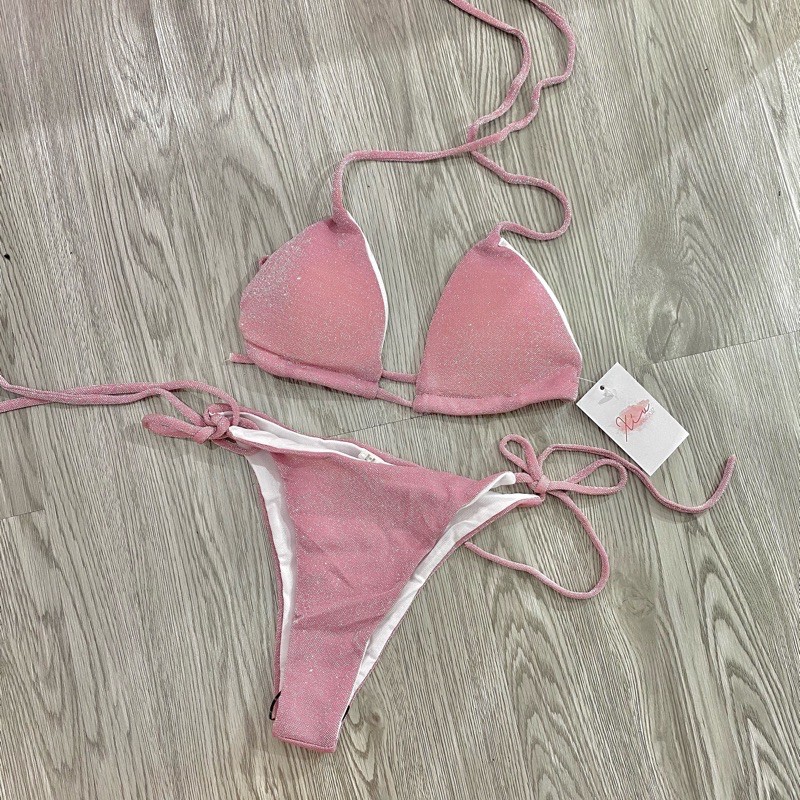 Bikini 2 mảnh hồng nhũ (ảnh thật)