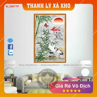 Tranh Dán Tường Chữ Hiếu - SL208TTP- Tranh 3d Thư Pháp - Song Long Decor