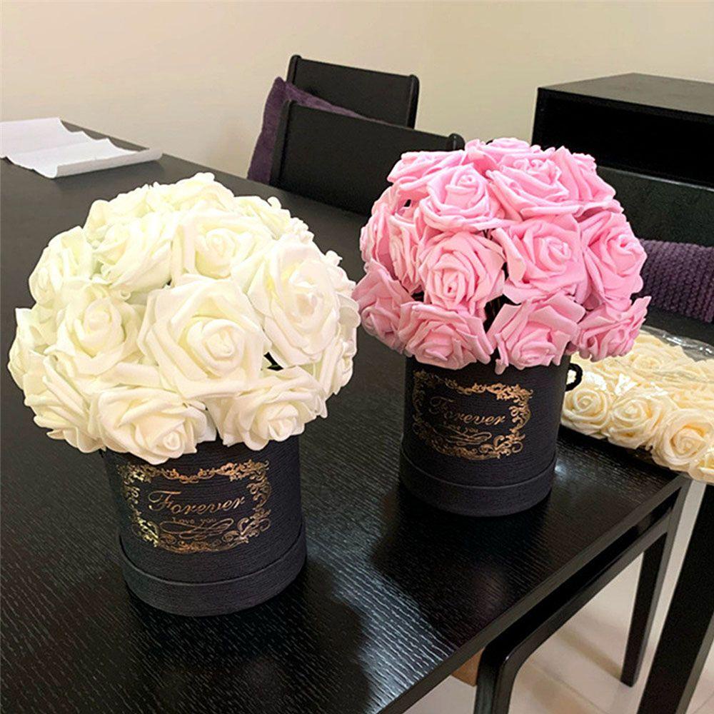 Set 25 Bông Hoa Hồng Giả Bằng Xốp 8cm Trang Trí Sổ Tay DIY