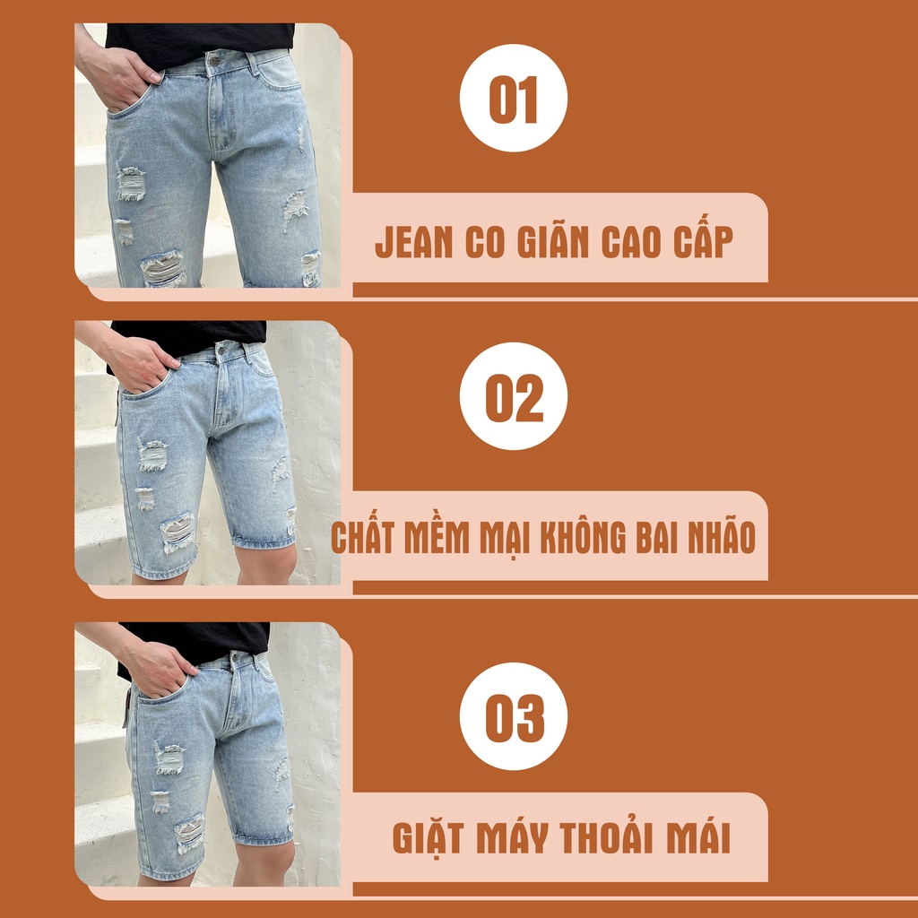 Quần short jeans nam lửng trơn chât bò cao cấp rẻ đẹp AUTOMAN Q06