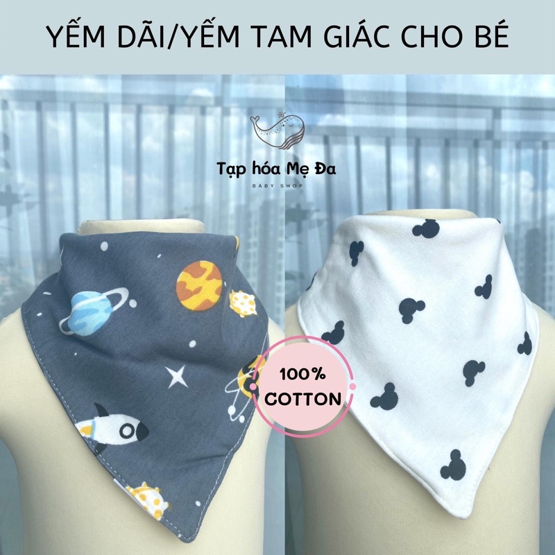 [Ảnh thật] Yếm tam giác hoạ tiết xinh xắn 100% cotton chống thấm cho bé (Mẫu động vật)