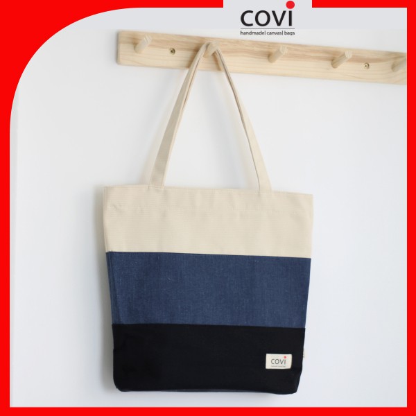 Túi vải canvas Hàn quốc, túi vải bố có khóa kéo thời trang COVI nhiều màu sắc T9