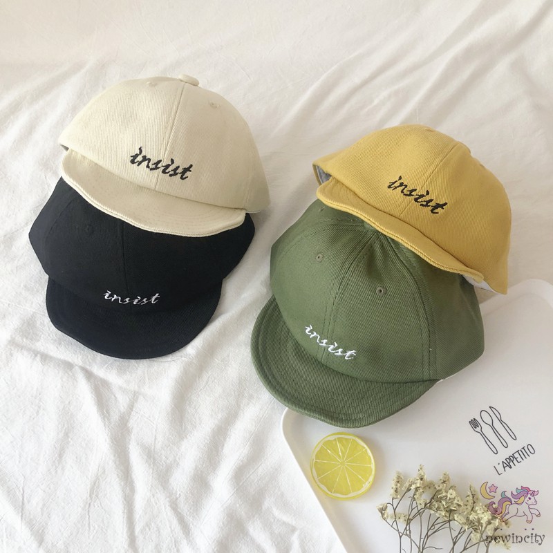 Mũ Lưỡi Trai Màu Đơn Sắc Thêu Chữ Phong Cách Hàn Quốc