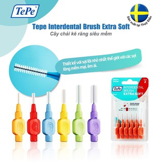 Cây chải kẽ răng siêu mềm Tepe Extra Soft Interdental Brush, Vỉ 6 cây