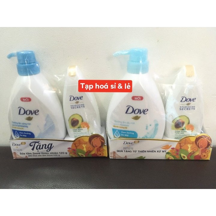 Sữa tắm Dove 530g tặng chai sữa rửa tay có 3 màu trong phân loại