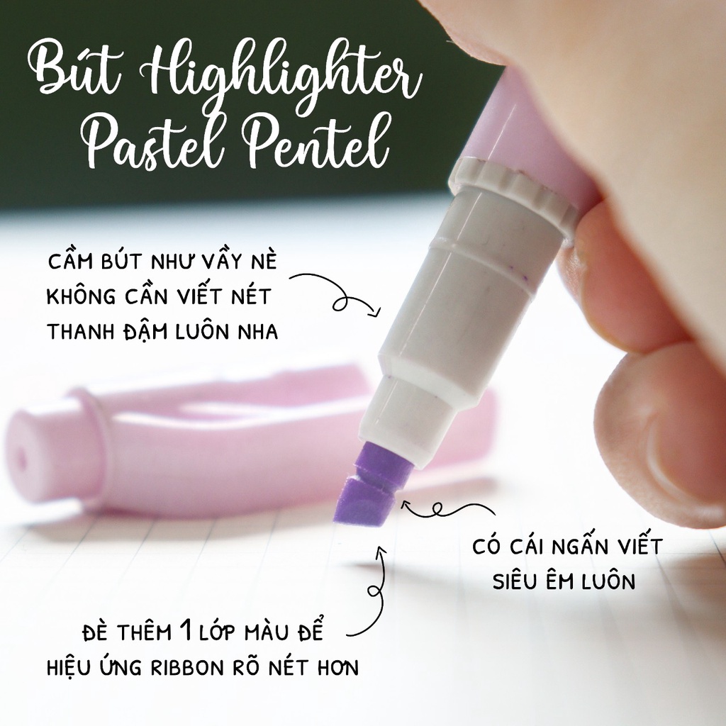 Bút Dạ Quang 2 Đầu Pentel Màu Pastel SLW11P Pentel Pastel Highlighter