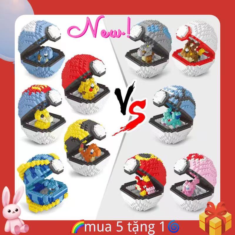 🌈mua 5 tặng 1🌀Pokemon 3d lego Mô Hình Đồ Chơi Lắp Ráp Quả Bóng Pokemon Mini Poke Ball Hoạt hình lego