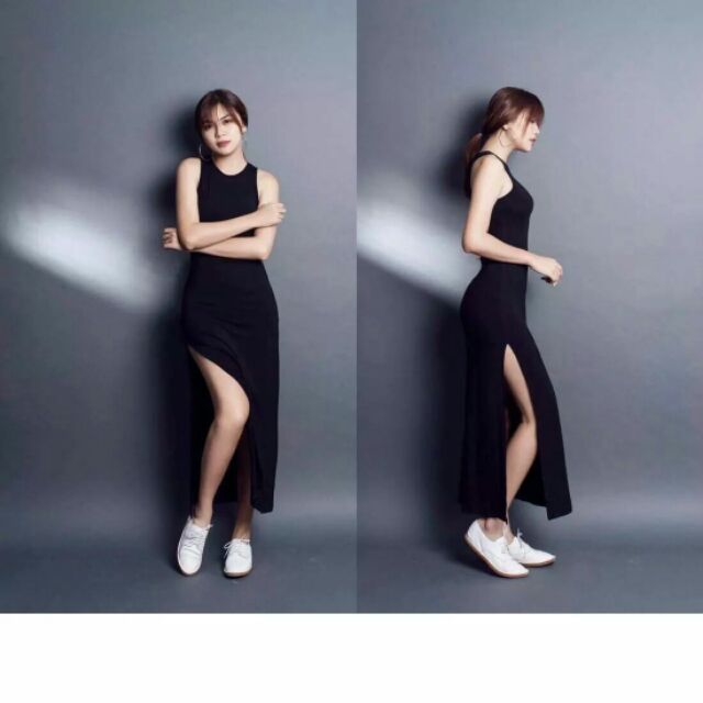 Đầm dáng ôm_Váy xẻ tà một bên