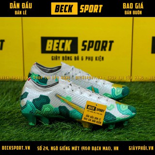 Giày Bóng Đá Mercurial Vapor 13 Elite Mbappe Xám Xanh Lục Vạch Vàng V2 FG