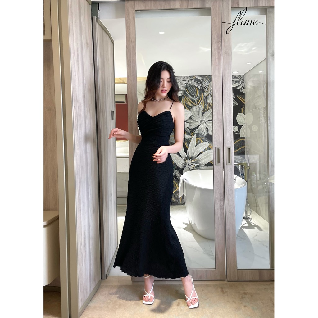 2 dây xốp đen - Đầm thiết kế Flane