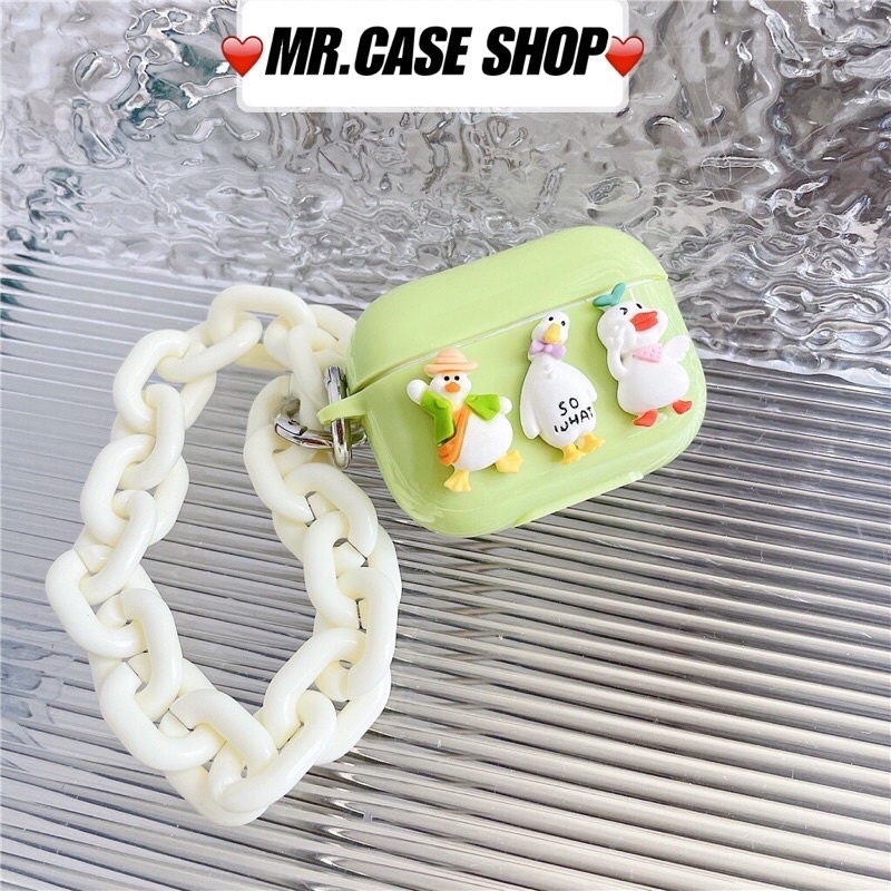 Case Airpods 1/2 /3/Pro Vỏ Ốp Tai Nghe Nhựa Dẻo Hình Silica Gel Xanh Lá - Mr.Case AirPods