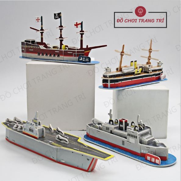 Mô hình 3D giấy tự lắp ráp, hình tàu chiến đấu, tàu cảng, tàu hải tặc - Đồ chơi sáng tạo - Đồ chơi thông minh.