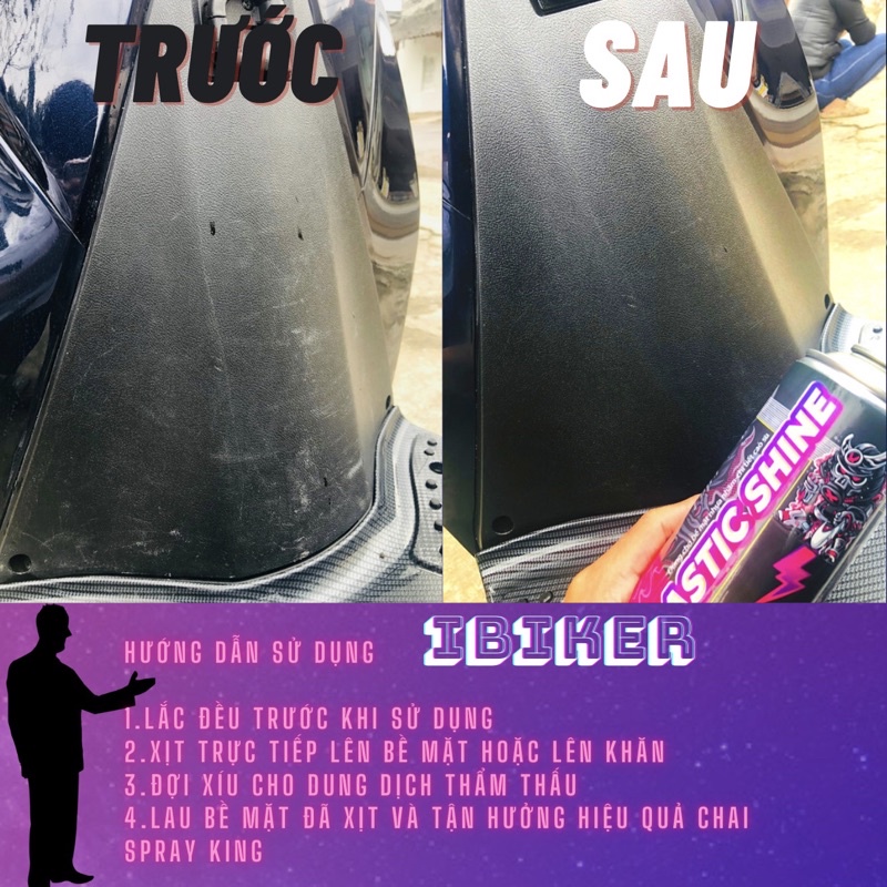 Chai phục hồi nhựa nhám đen SPRAYKING Plastic Shine phục hồi, bảo vệ nhựa nhám, cao su vỏ xe