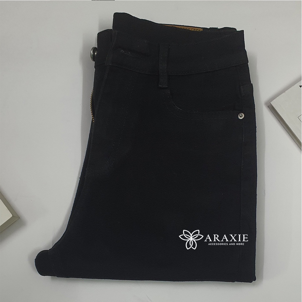 Quần bò baggy nữ Araxie quần jean baggy nữ lưng cao màu đen co giãn 4 chiều JABG03