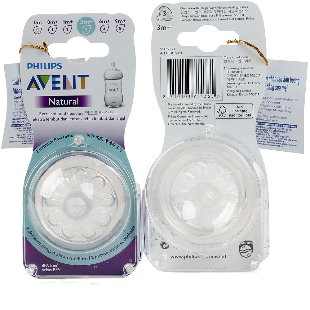 Philips Avent Núm ty mô phỏng tự nhiên, vỉ đôi SCF651/23 SCF652/23 SCF653/23 SCF654/23