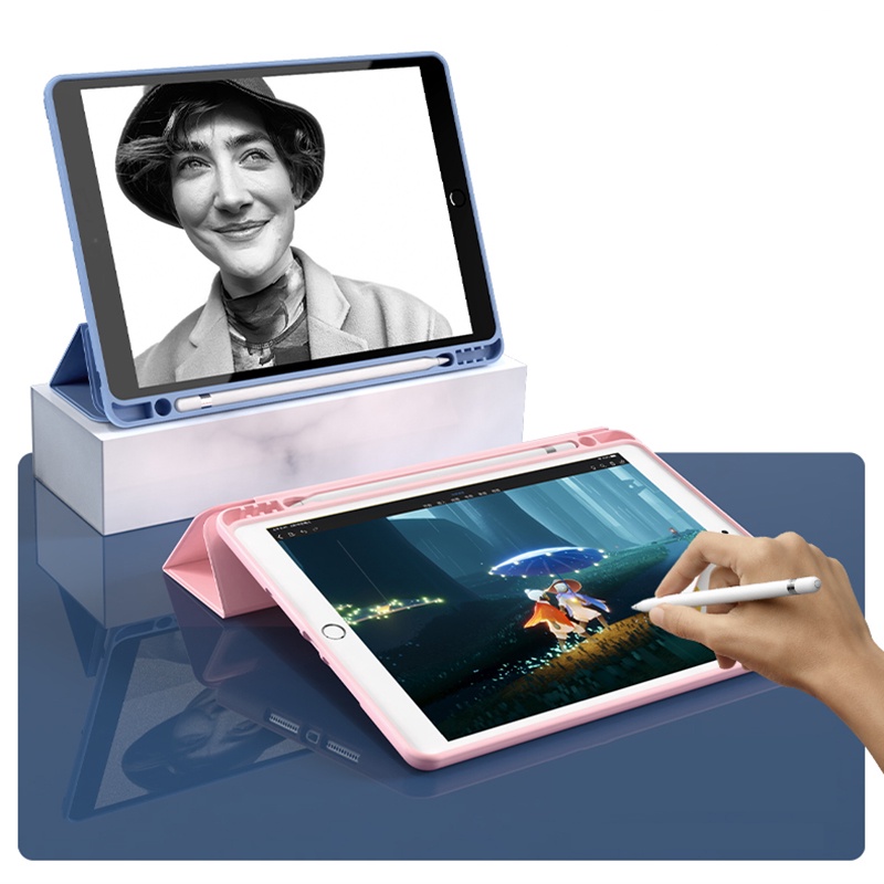 Ốp máy tính bảng thông minh có ngăn đựng bút cho iPad air 4 10.9/pro 10.5/mini 5/mini4/8th gen 10.2/pro11/gen7 gen6 5th gen 9.7/air3/2/1
