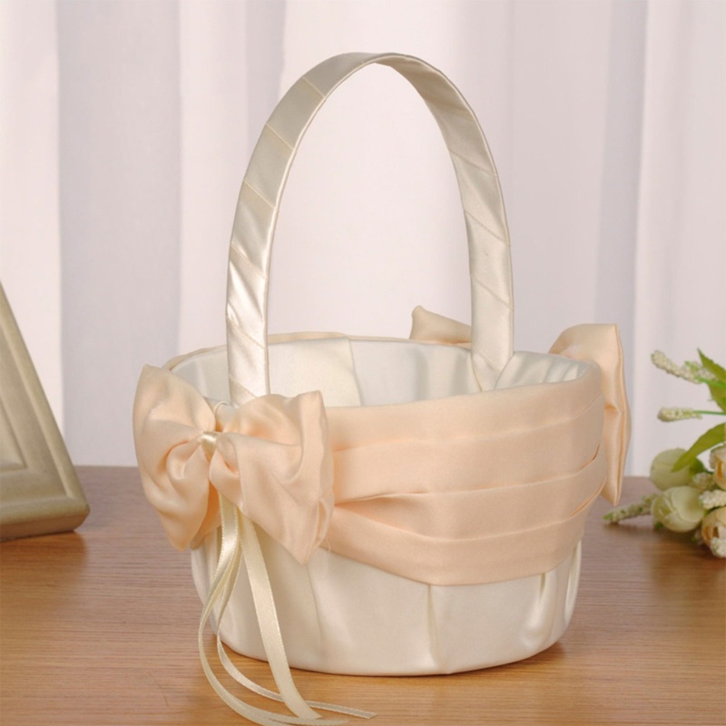 Giỏ Hoa Bằng Vải Satin Xinh Xắn Trang Trí Tiệc Cưới