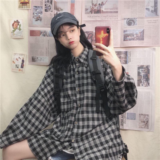 [ RẺ VÔ ĐỊCH] ÁO SƠ MI KẺ CARO ULZZANG / ÁO SƠ MI FORM RỘNG OVERSIZE HOT