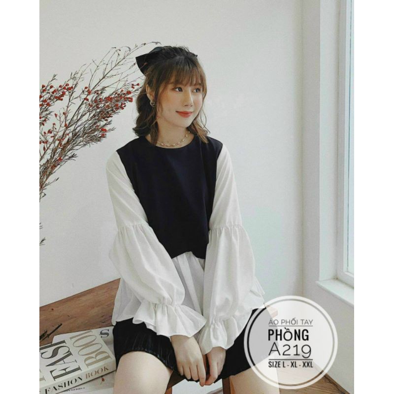 60-90kg Bigsize Áo phối tay phồng A219