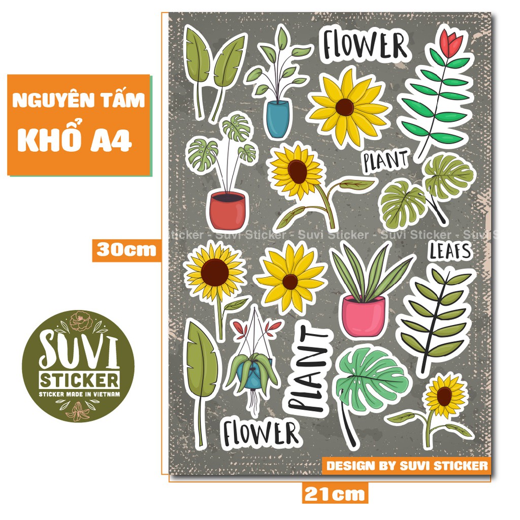 Single Sticker - Hình dán Plant chống nước sticker dán laptop, điện thoại, đàn guitar, mũ bảo hiểm, vali. SG18