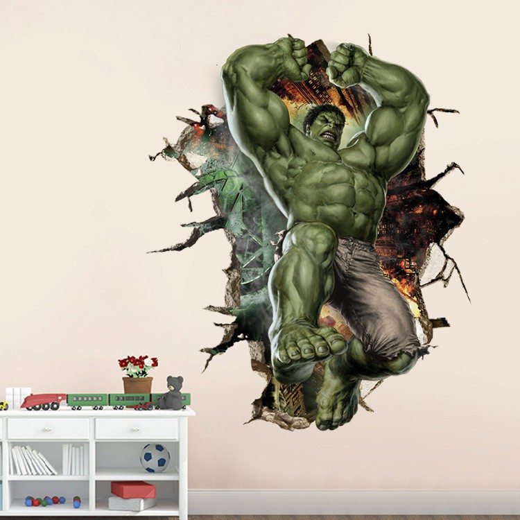 Decal 3D The Hulk - decal dán tường người khổng lồ xanh siêu đẹp AmyShop có sẵn giao ngay - siêu anh hùng Marvel