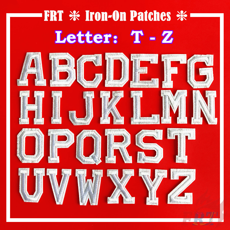 ☸ Black &amp; White Letters：White Letter Iron-on Patch ☸ 1Pc Diy Sew on Iron on Badges Patches（Letter：T-Z）