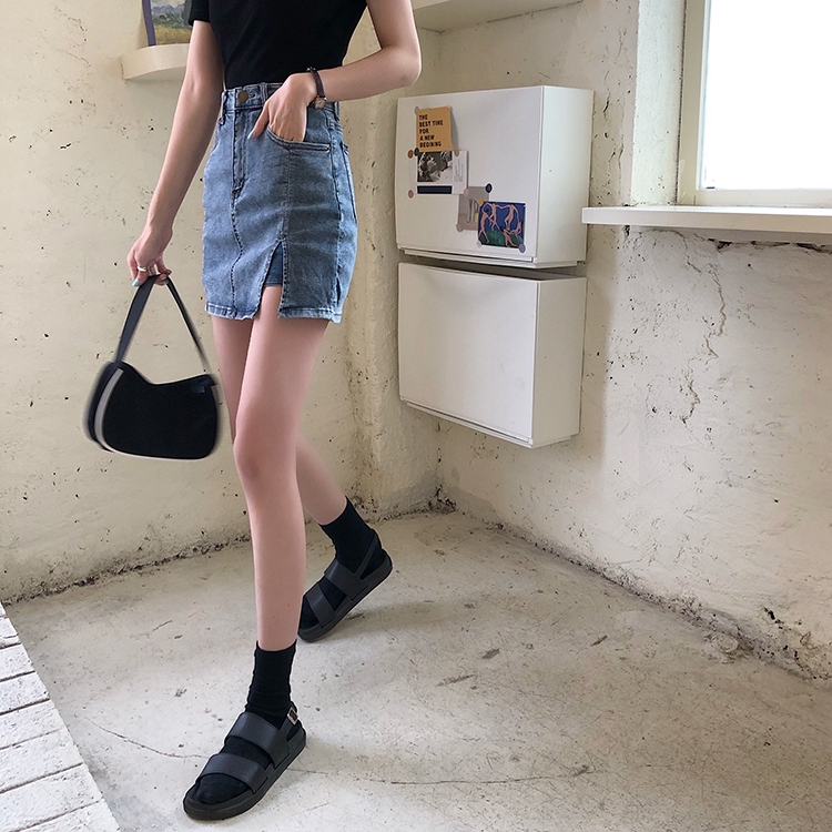 Chân Váy Denim Chữ A Lưng Cao Xẻ Tà Thời Trang 2020 | BigBuy360 - bigbuy360.vn