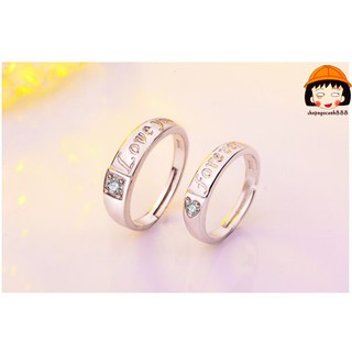 Nhẫn Đôi Bạc 925 Nhẫn Cặp Đính Đá Lấp Lánh Siêu Lãng Mạn Cho Cặp Đôi <3