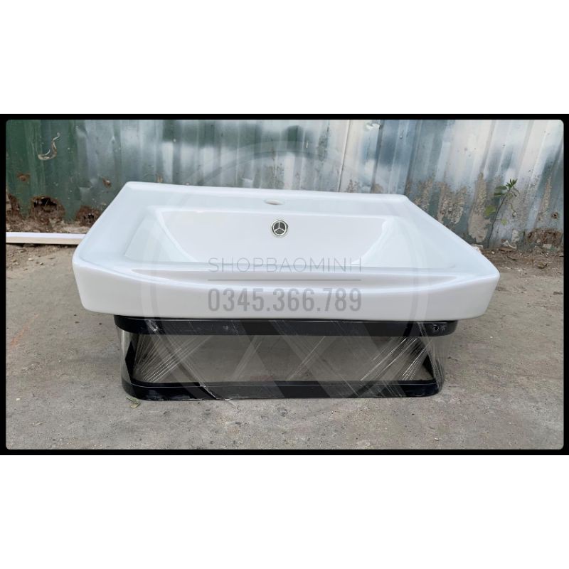 Chậu rửa mặt - Lavabo treo tường kèm giá treo inox, KT 50x36cm