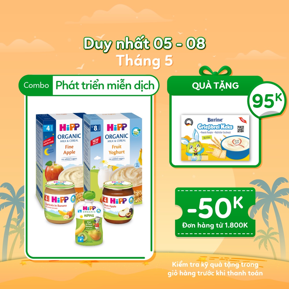 Combo ăn dặm HiPP Organic số 5: Phát triển hệ miễn dịch