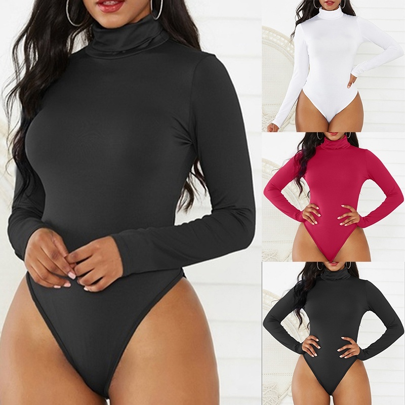 Bodysuit Cổ Lọ Tay Dài Thời Trang Cho Nữ