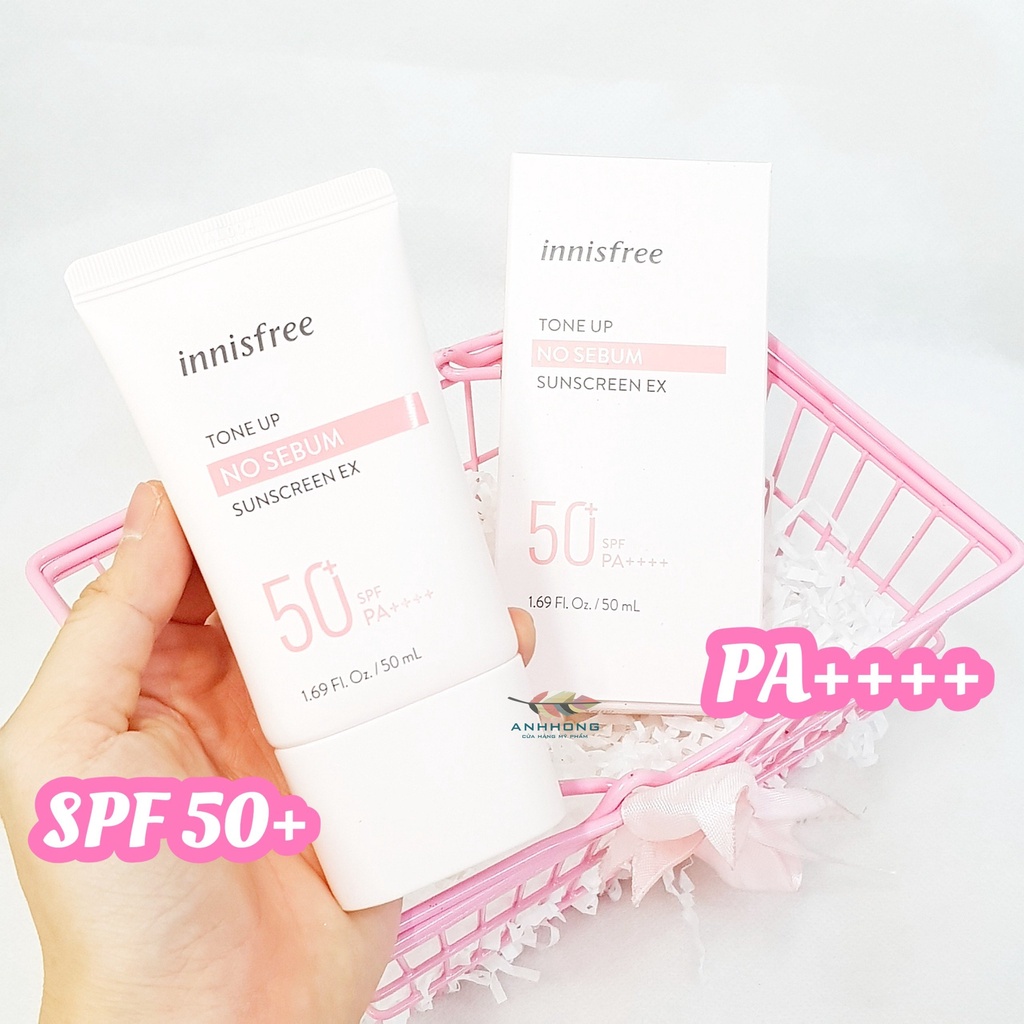 Kem chống nắng kiềm dầu Innisfree Tone Up No Sebum Sunscreen 50ml SPF 50+ PA ++++