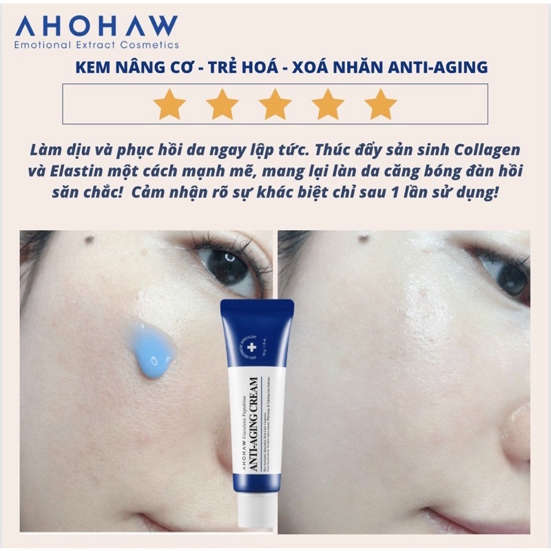 [Chính hãng]Kem dưỡng chống lão hóa,xoá nhăn,nâng cơ AHOHAW-ELAZULENE PEPTABLUE ANTI-AGING CREAM