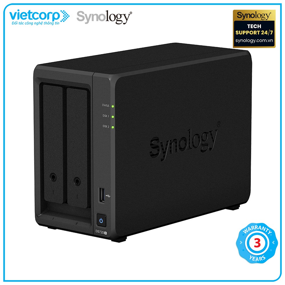 Thiết bị lưu trữ mạng NAS Synology DS720+ - Hàng chính hãng