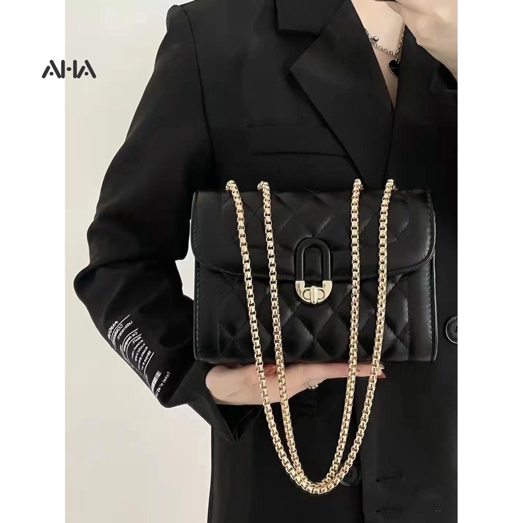 Túi đeo chéo AHA official phối dây xích thiết kế cao cấp thời trang dành cho nữ
