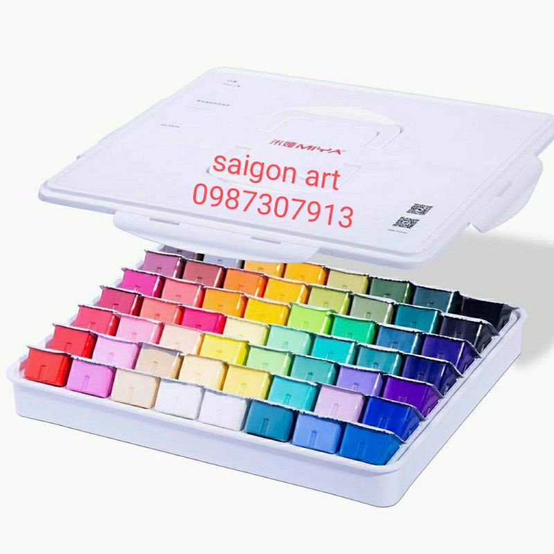 Bộ Full 56 Màu Gouache, Màu Nước, Wat Dạng Thạch HIMI MIYA