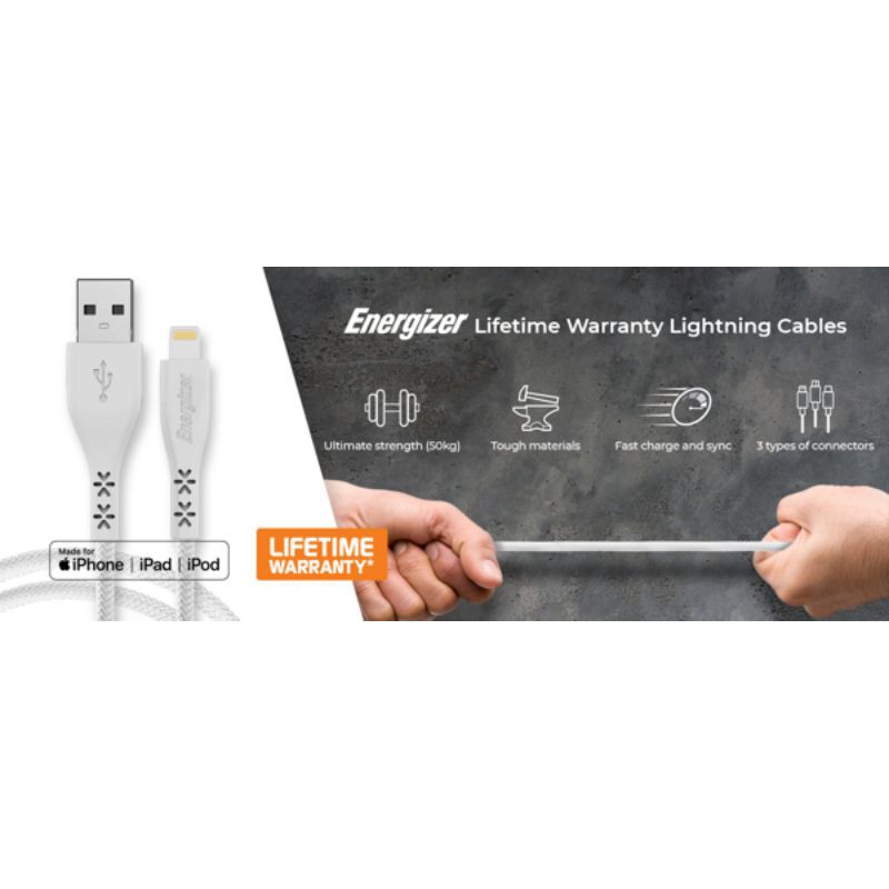 CÁP LIGHTNING ENERGIZER SIÊU BỀN 1.2M-C41UBLIG
