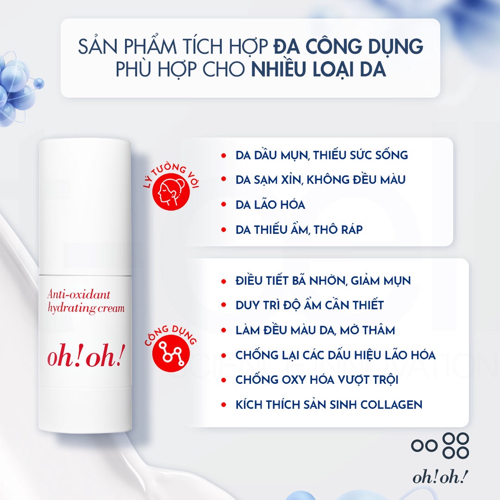 Kem dưỡng oh!oh! Anti-oxidant Hydrating Cream 25g Chống Oxy Hoá, Làm Sáng Da