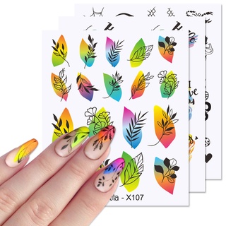 Miếng dán trang trí móng tay hình hoa lá mùa xuân hè đơn giản