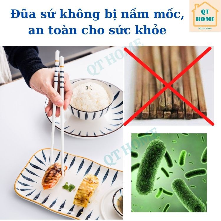 Đũa Sứ Cao Cấp Kiểu Nhật Chống Nấm Mốc, Chống Trơn Trượt, Chịu Nhiệt