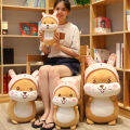 Gấu bông gối ôm chuột hamster mũ hồng vải co dãn 4 chiều