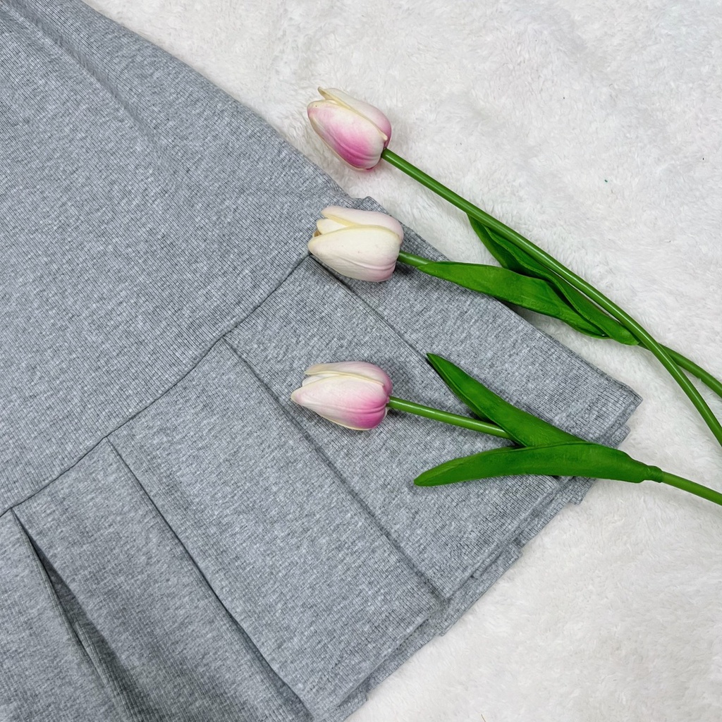 Đầm Body Cổ Polo Xếp Li Ngắn Tay Phối Túi Phong Cách Hàn Quốc