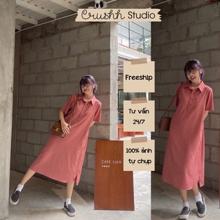 [HÀNG THIẾT KẾ - CRUSHH STUDIO ] D02 - Đầm sơ mi hồng