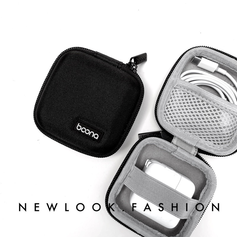 ★ HỘP ĐỰNG PHỤ KIỆN ĐIỆN TỬ TAI NGHE DÂY SẠC IPHONE USB AIRPOD CHẤT LIỆU POLYESTER CỨNG CÁP LÓT NHUNG HÌNH VUÔNG (8x8x4c