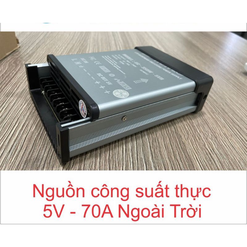 (Trợ giá) nguồn đèn led 5V 70A vỏ nhôm chống nước ngoài trời Hình thật