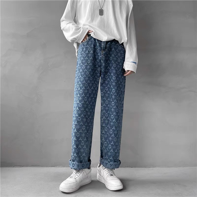 {SIÊU HOT}Quần Jeans LV Ống Đứng In Họa Tiết Phong Cách Hàn Quốc Size XS-2Xl Cho Nam Quần Bò lv Quần lv Ống Rộng | BigBuy360 - bigbuy360.vn